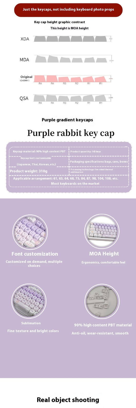 Keycap Conejo Degradado Púrpura PBT - Personalización Coeco - Image 11