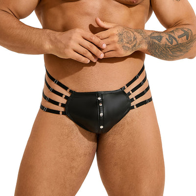 Bóxer Masculino de Cuero Sintético con Remaches y Tira Trasera Baja - Image 3