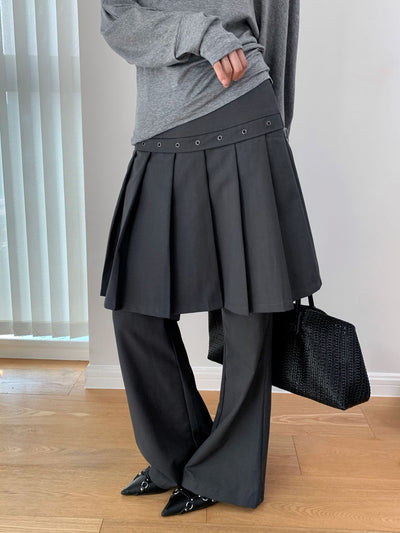 Pantalón Casual Coreano Falsa Dos Piezas con Diseño de Peto - Image 32