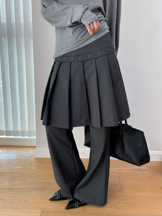 Pantalón Casual Coreano Falsa Dos Piezas con Diseño de Peto - Image 32