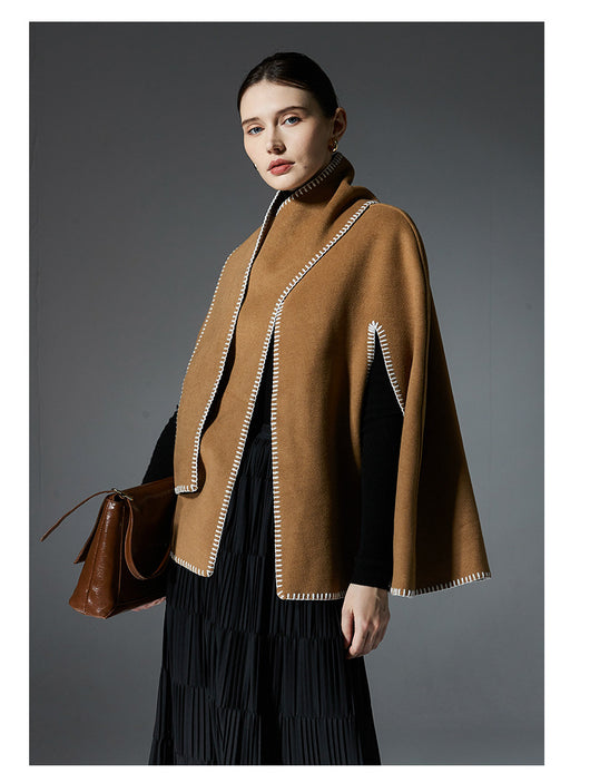 Capa Chal Mujer con Costura Camel - Elegancia Versátil - Image 13