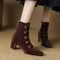 Botas Retro de Tacón Alto para Mujer - Estilo Otoño con Cremallera Lateral