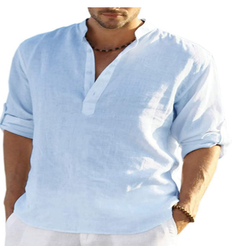 Camisa Casual de Algodón y Lino con Bordado para Hombre - Image 6
