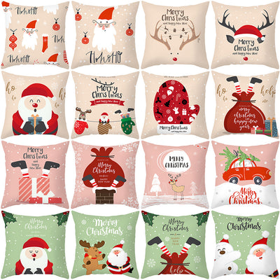 Funda de Almohada Navideña con Diseño de Dibujos Animados en Tela Melocotón - Image 41