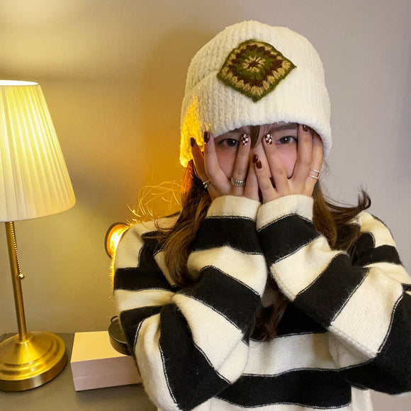 Gorro Tejido Retro para Mujer Otoño e Invierno
