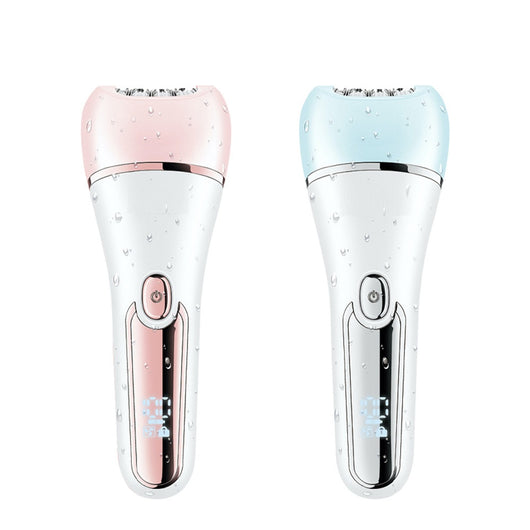 Six-in-one women's electric hair removal device suit in white and rose gold with multiple interchangeable heads. - Image 6