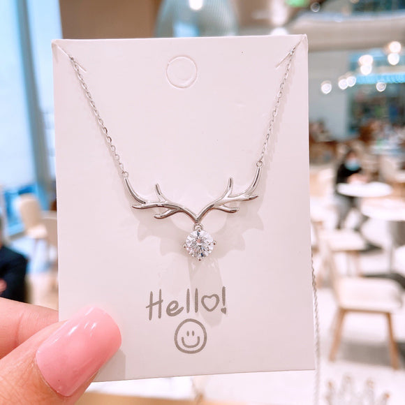 Collar de Cuerno de Alce con Circón para Mujer