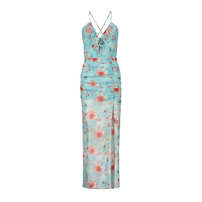Vestido Floral con Abertura Lateral y Cintura Ajustada - Image 4