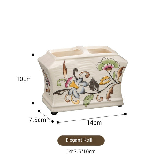 Organizador de Baño Cerámico con Tapa - Porta Cepillos para Parejas - Image 6