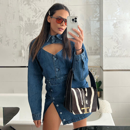 Vestido Camisero Denim Manga Larga Corte A - Image 8