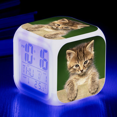 Reloj Despertador Cuadrado Multicolor para Gatos - Image 9