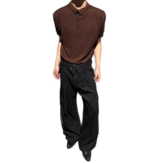 Pantalones Kendo Hombre con Pliegues Drapeados y Rayas Acumuladas - Image 5