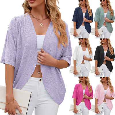 Cardigan Tejido de Manga Corta para Oficina - Image 2