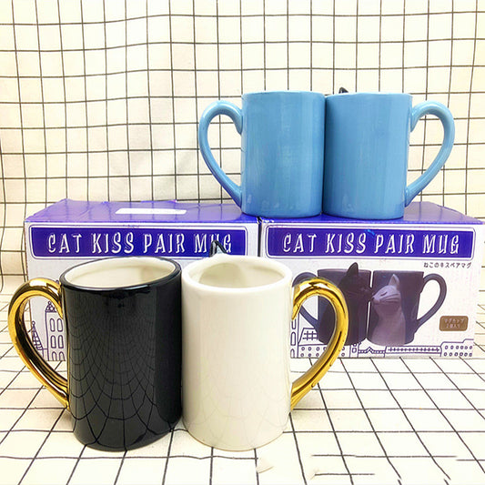 Taza Cerámica 3D Pareja de Gatos Besándose Blanco y Negro - Image 2