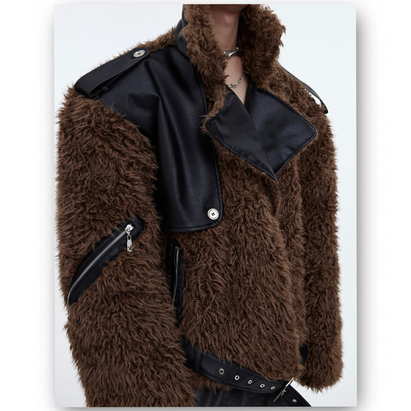 Chaqueta de Algodón Deconstruida con Pelaje Premium