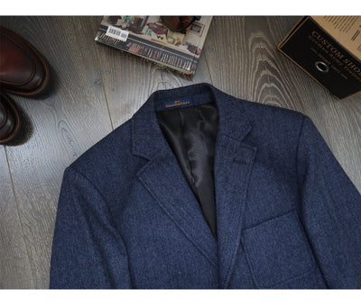 Chaqueta de Trabajo Vintage Americana en Tweed Espiga Lana Pesada con Botones Champiñón - Image 15