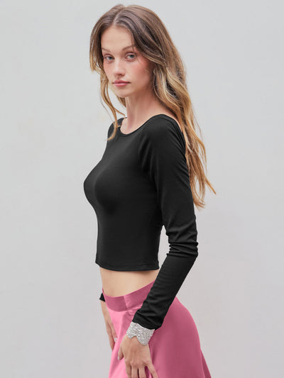 Blusa Espalda Descubierta Ajustada para Otoño e Invierno - Image 14