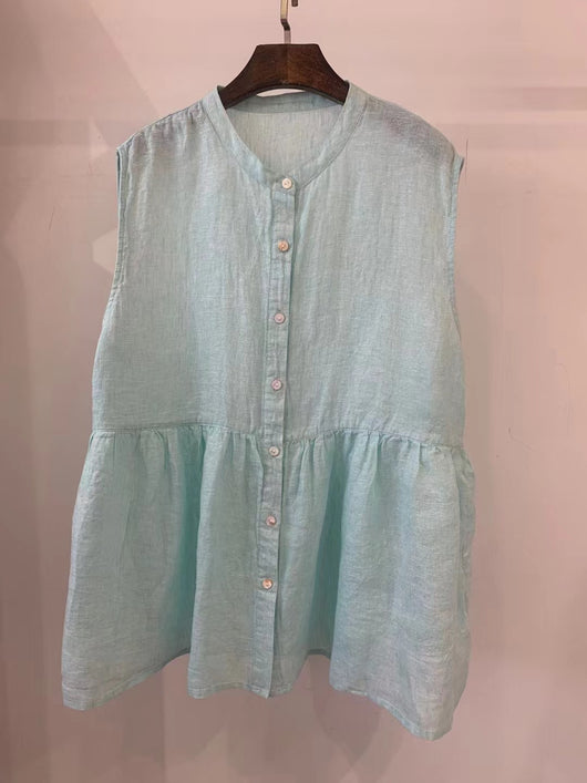 Vestido Bandage Artístico Retro Japonés de Lino para Mujer sin Mangas - Image 6