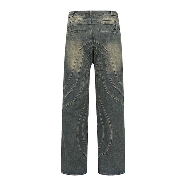 Jeans Rectos con Costuras en Relieve - Diseño Urbano Tridimensional