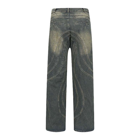 Calça Jeans Reta com Costura em Relevo - Design Urbano Tridimensional