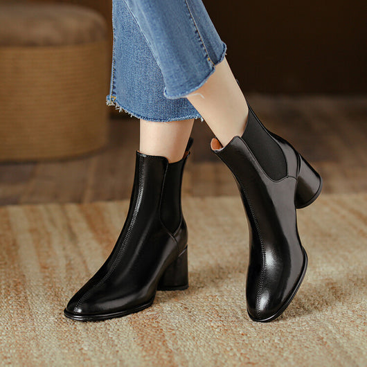 Botas Tobilleras de Tacón Alto Grueso Estilo Británico para Pareja - Image 12