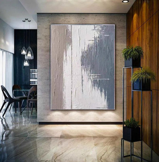 Cuadro Abstracto Moderno en Lienzo - Arte Texturizado Gris para Sala de Estar