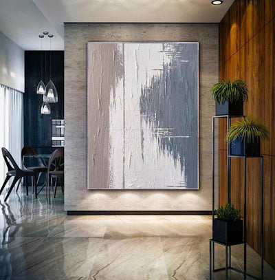Cuadro Abstracto Moderno en Lienzo - Arte Texturizado Gris para Sala de Estar