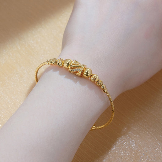 Pulsera Dorada de Esferas Africanas Árabe para Mujer - Image 6