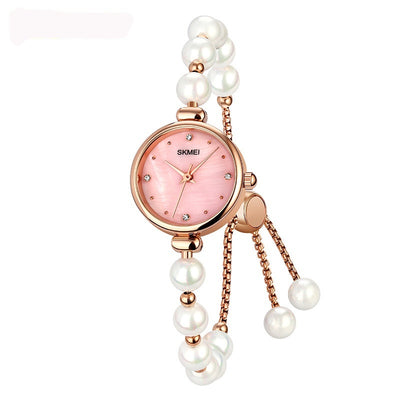 Reloj de Cuarzo Elegante para Mujer con Correa de Piedra Natural y Perla - Image 3