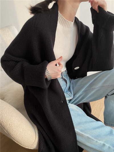 Cardigan Tipo Temperamento Largo Mujer Otoño Invierno - Image 6