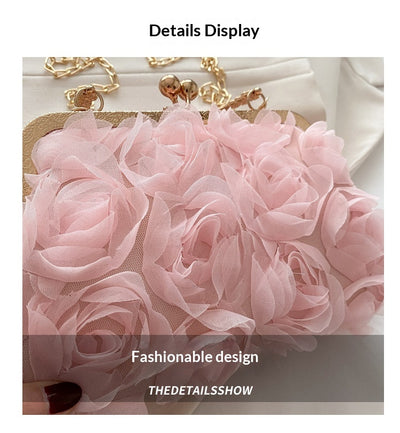 Bolso Elegante para Mujer con Patrón de Rosas y Detalle de Cadena - Image 10