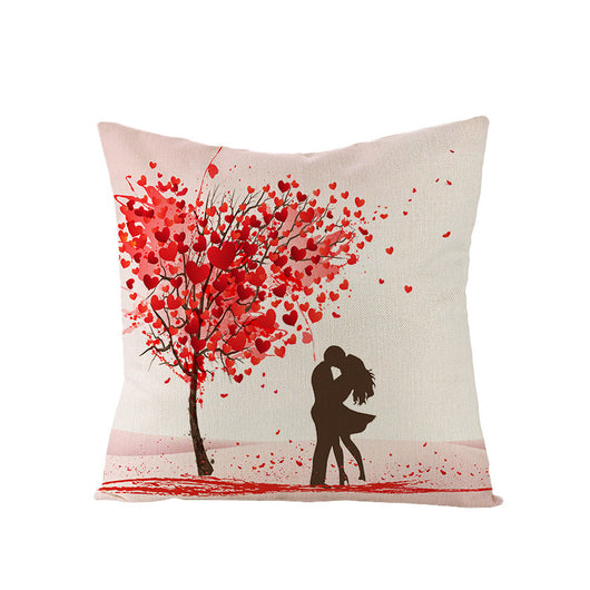 Funda de Almohada de Lino Rojo Corazón para San Valentín - Image 9