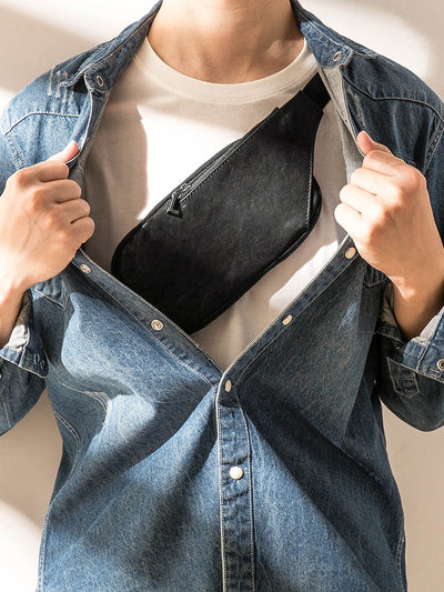 Bolsa Pectoral de Cuero Genuino para Hombre - Estilo Casual Versátil - Image 5