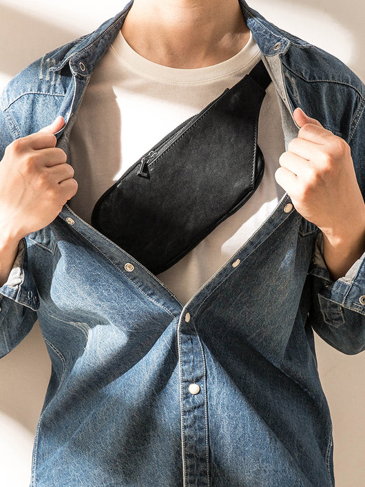 Bolsa Pectoral de Cuero Genuino para Hombre - Estilo Casual Versátil - Image 5