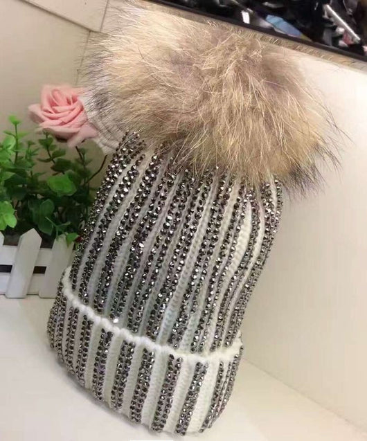 Gorro de Invierno Oversized con Pompón de Piel de Mapache y Zorro Real - Image 13