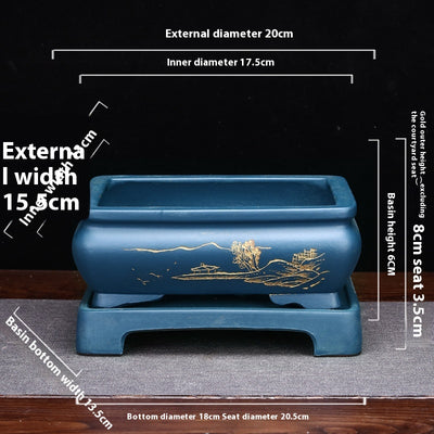 Maceta de Arena Púrpura Rectangular con Base para Bonsái, Orquídeas y Plantas de Interior - Image 17