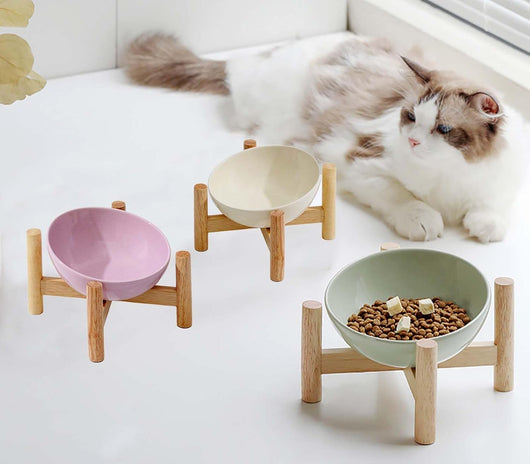 Comedero Elevado para Gatos con Soporte de Madera - Cuencos Cerámicos Antideslizantes - Image 4
