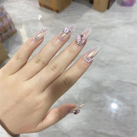 Uñas Postizas con Diamantes de Princesa - Adhesivas y Reutilizables - Image 3