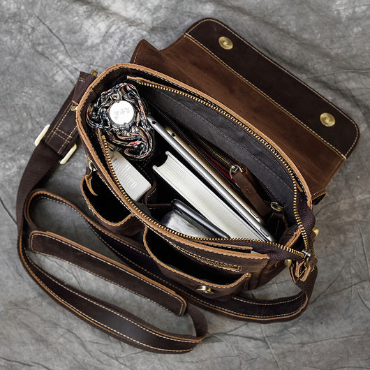 Bolso de Cuero Genuino para Hombre con Bandolera Simple - Image 11