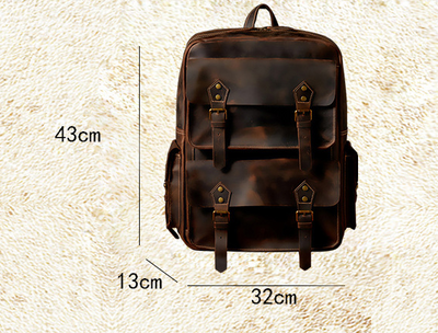 Mochila de Cuero Crazy Horse Retro para Viajeros Modernos - Image 6