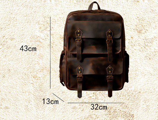 Mochila de Cuero Crazy Horse Retro para Viajeros Modernos - Image 6