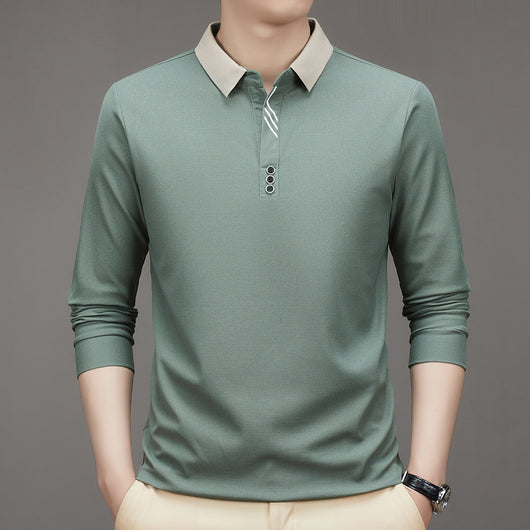 Polo Ejecutivo Otoño Hombre - Camisa Básica Cuello Solapa Color Sólido - Image 16