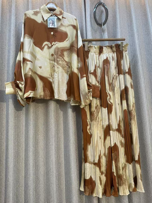 Conjunto de Dos Piezas: Blusa Estampada Personalizada + Pantalón Ancho de Cintura Alta - Image 37