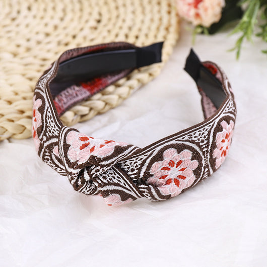 Diadema Étnica Bordada con Flores para Mujer - Image 2