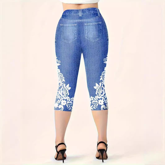Leggings Casuales de Cintura Media con Estampado Vaquero - Image 2