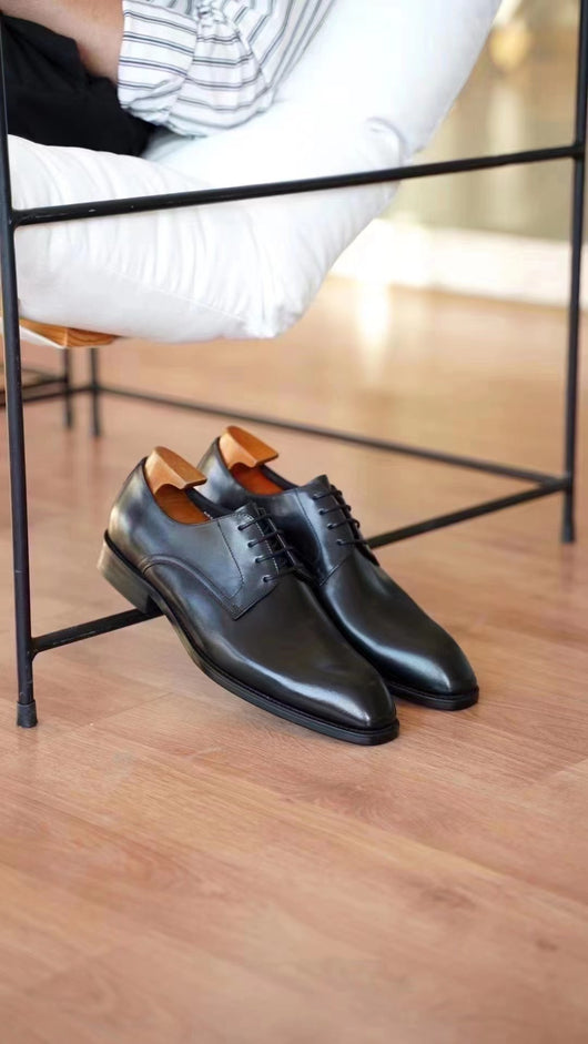 Zapatos de Cuero Vintage con Punta Cuadrada para Hombre - Image 18