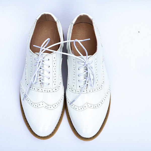 Zapatos Planos de Cuero Estilo Británico con Punta Afilada para Mujer