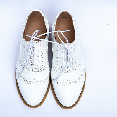 Zapatos Planos de Cuero Estilo Británico con Punta Afilada para Mujer
