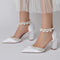 Zapatos de Tacón Cuadrado con Punta Afilada y Cristales Brillantes