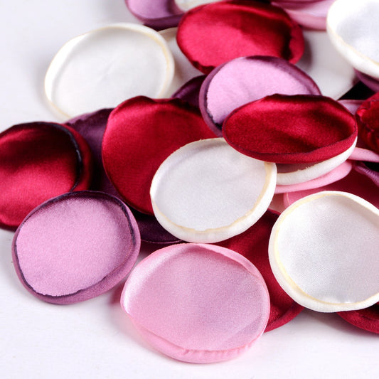 Pétalos de Rosa de Seda 4cm con Borde Quemado - Polvo Luminoso para Bodas